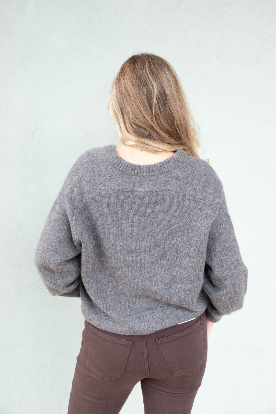 Chris Oversized V Neck Sweater - Bark - Jaffi&