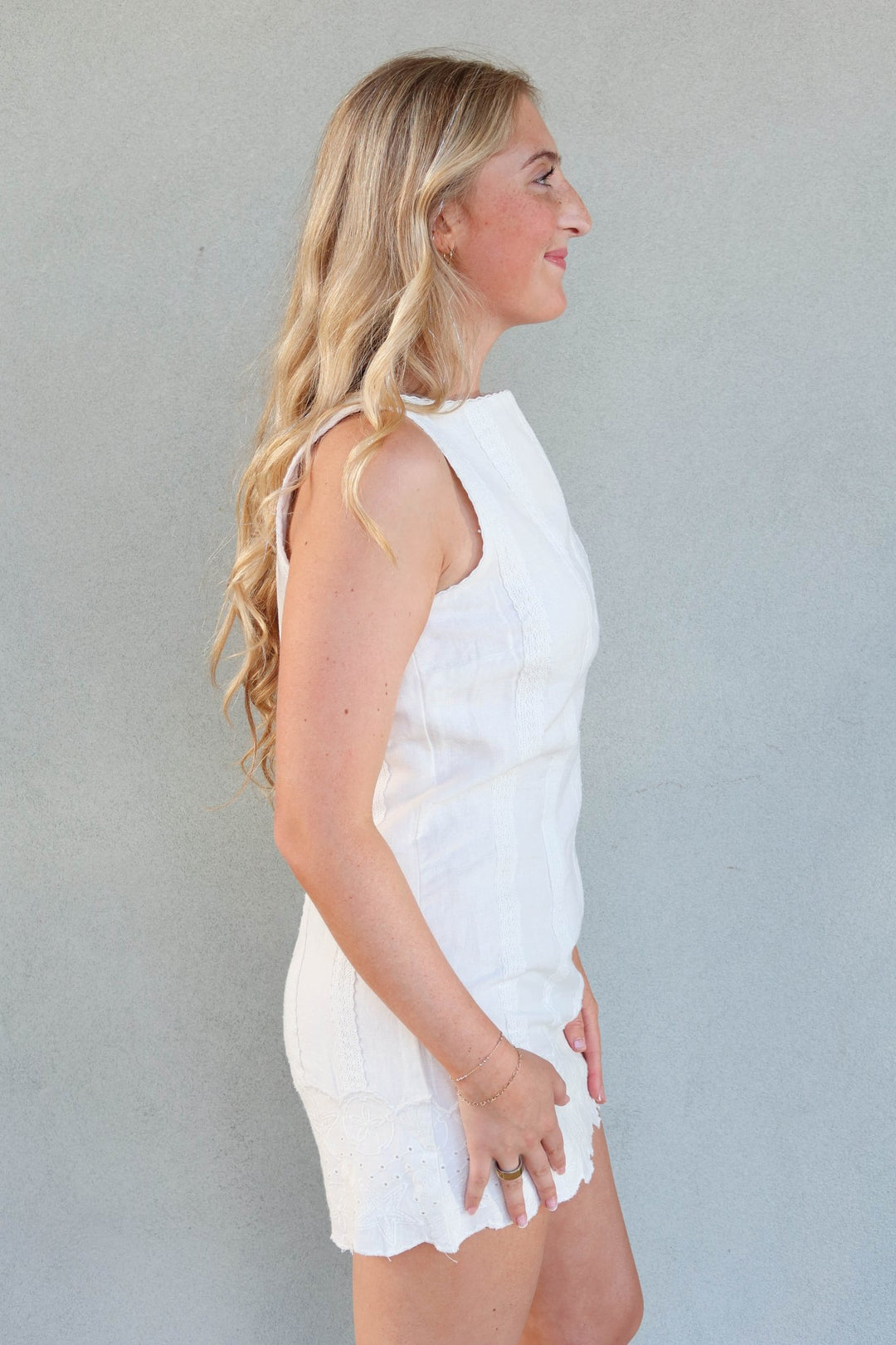 Ciao Mini Dress - White Eyelet Embroidery - Jaffi's