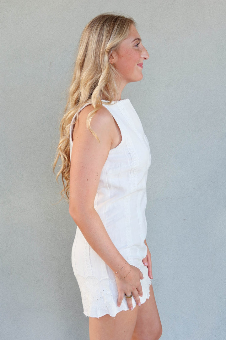 Ciao Mini Dress - White Eyelet Embroidery - Jaffi's