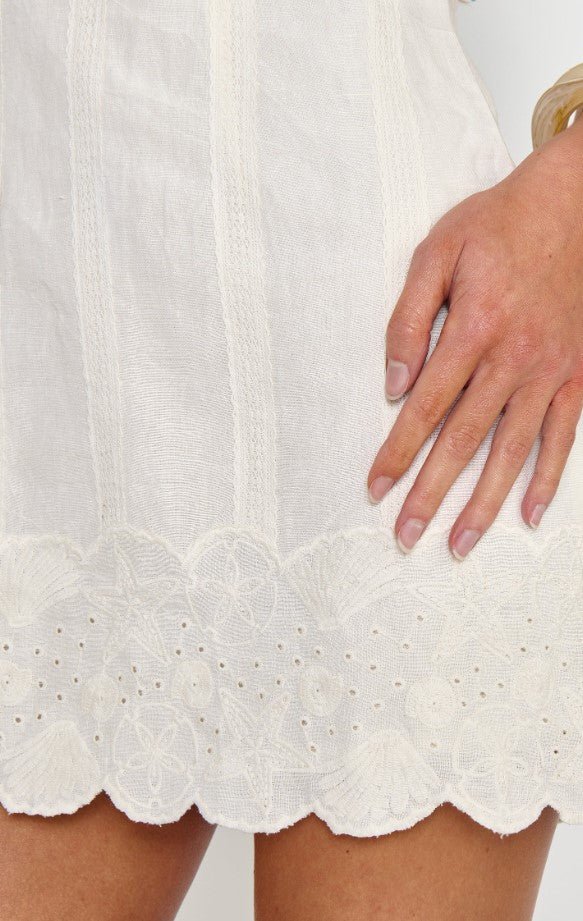 Ciao Mini Dress - White Eyelet Embroidery - Jaffi's