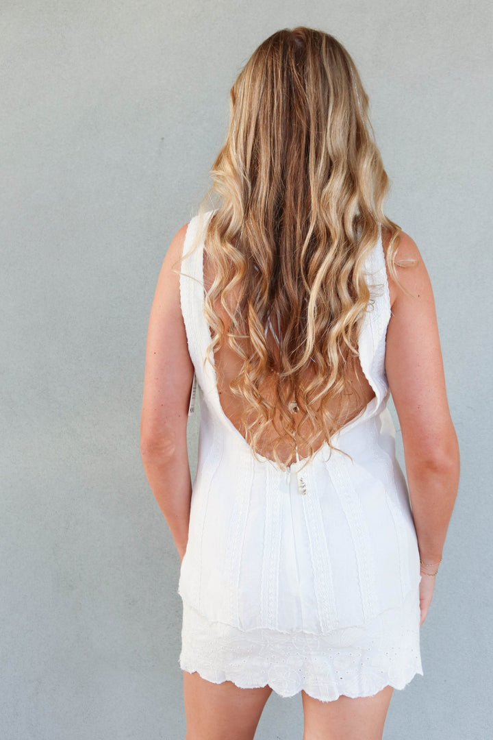 Ciao Mini Dress - White Eyelet Embroidery - Jaffi's