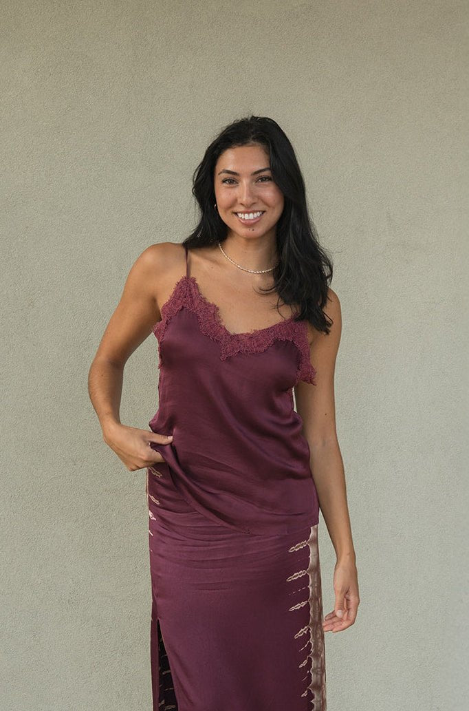 Cinta Lace Cami - Cherry Laquer - Jaffi's