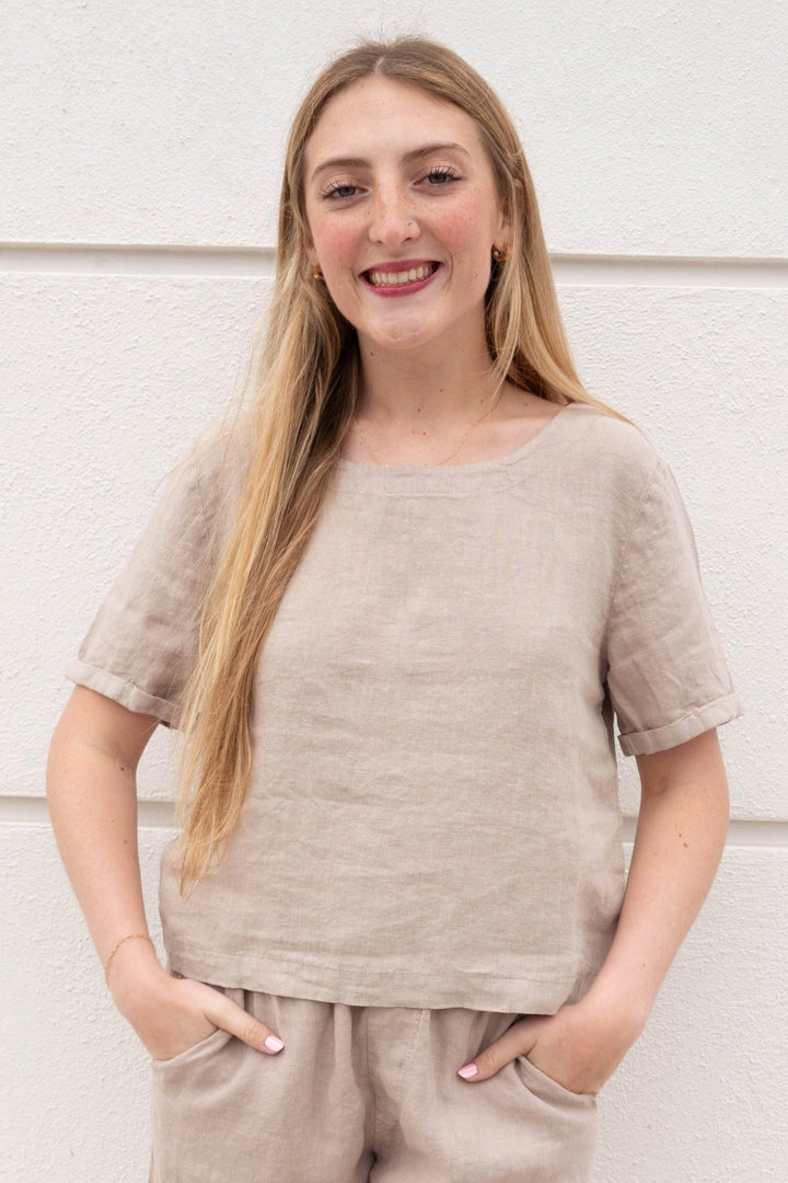 City Linen Top - Sandstone - Jaffi's