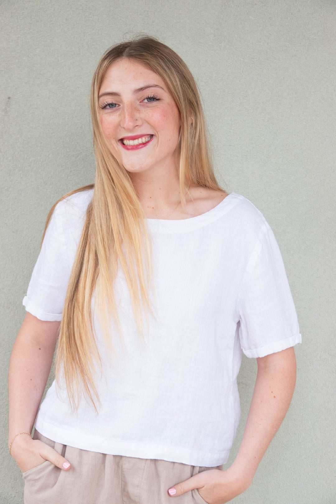 City Linen Top - White - Jaffi's