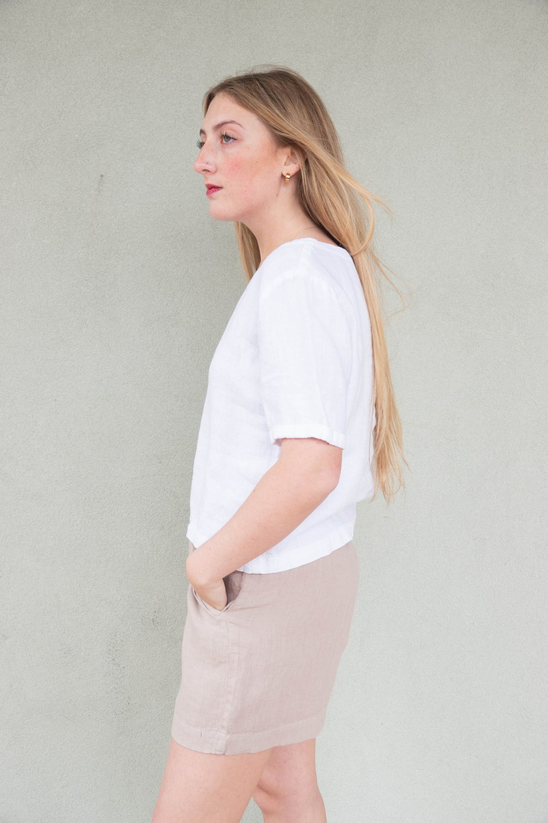 City Linen Top - White - Jaffi's