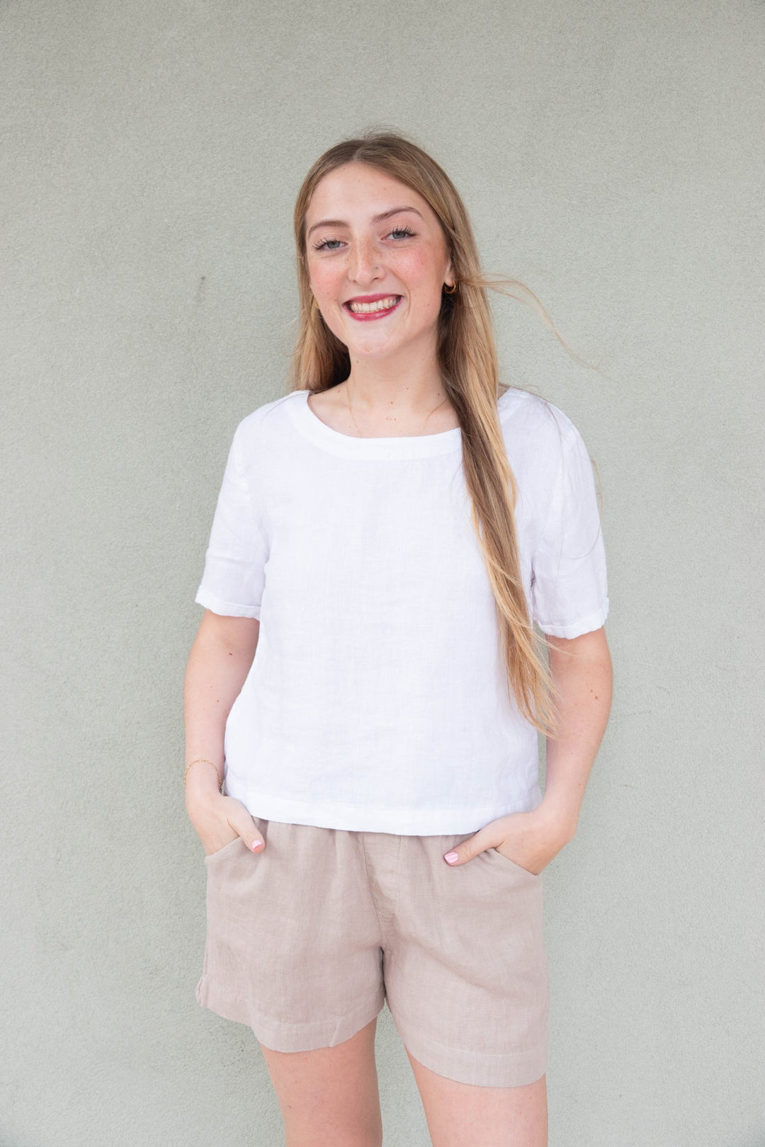 City Linen Top - White - Jaffi's