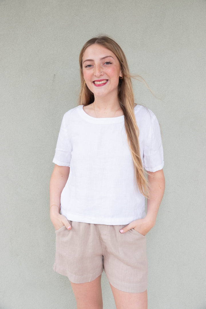 City Linen Top - White - Jaffi's