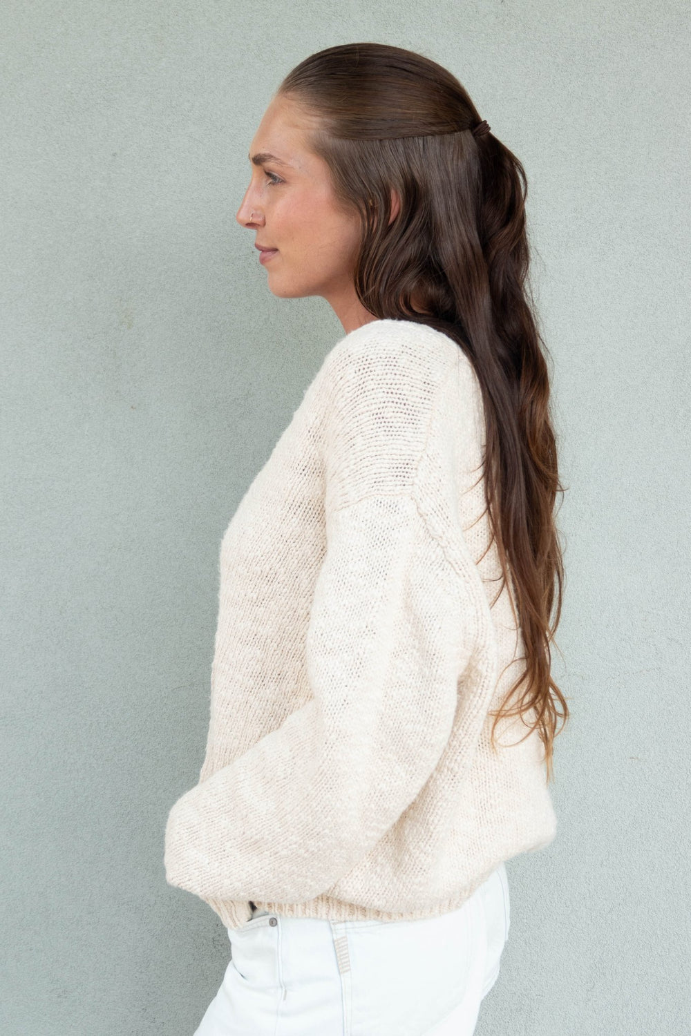 Clark Crop Cardi Sweater - Chalk - Jaffi's