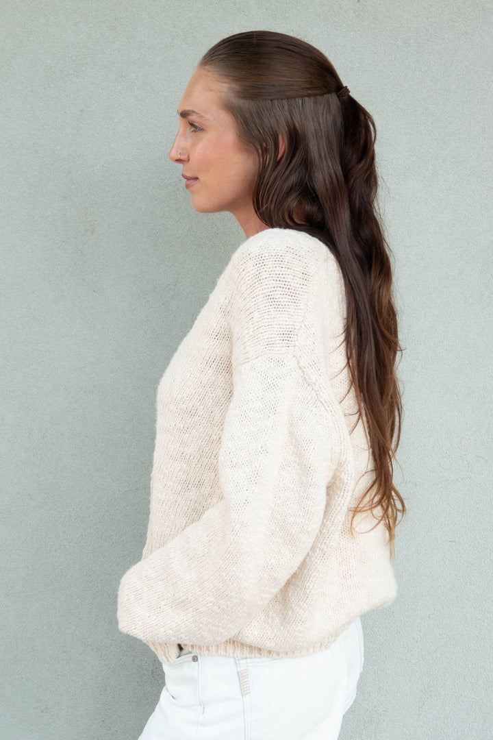 Clark Crop Cardi Sweater - Chalk - Jaffi&