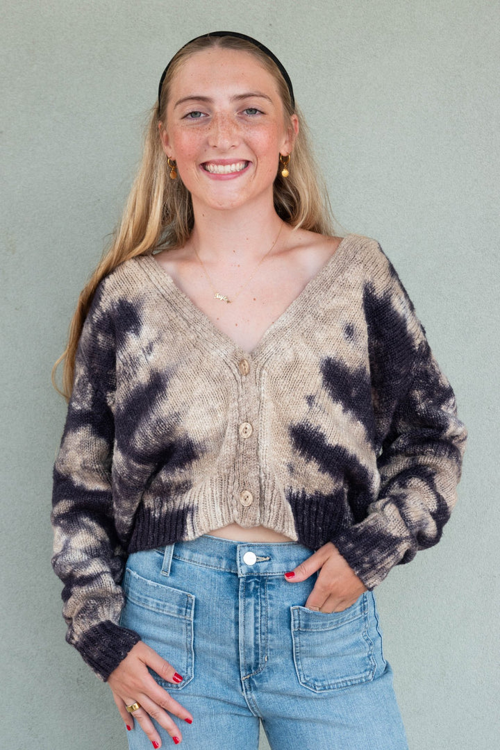 Clark Crop Cardi Sweater - Midnight Galaxy Wash - Jaffi&