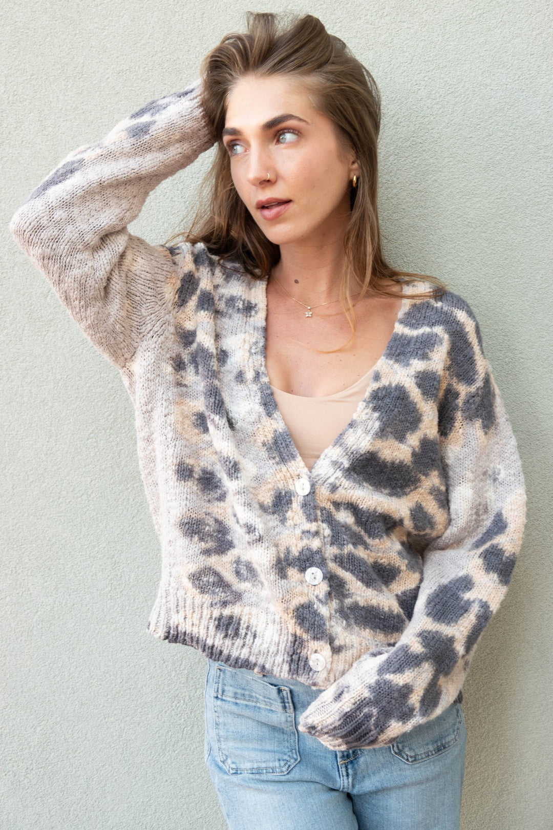 Clark Crop Cardi Sweater - Steel Grey Boa Wash - Jaffi's