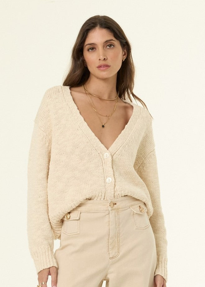 Clark Crop Cardi Sweater - Chalk