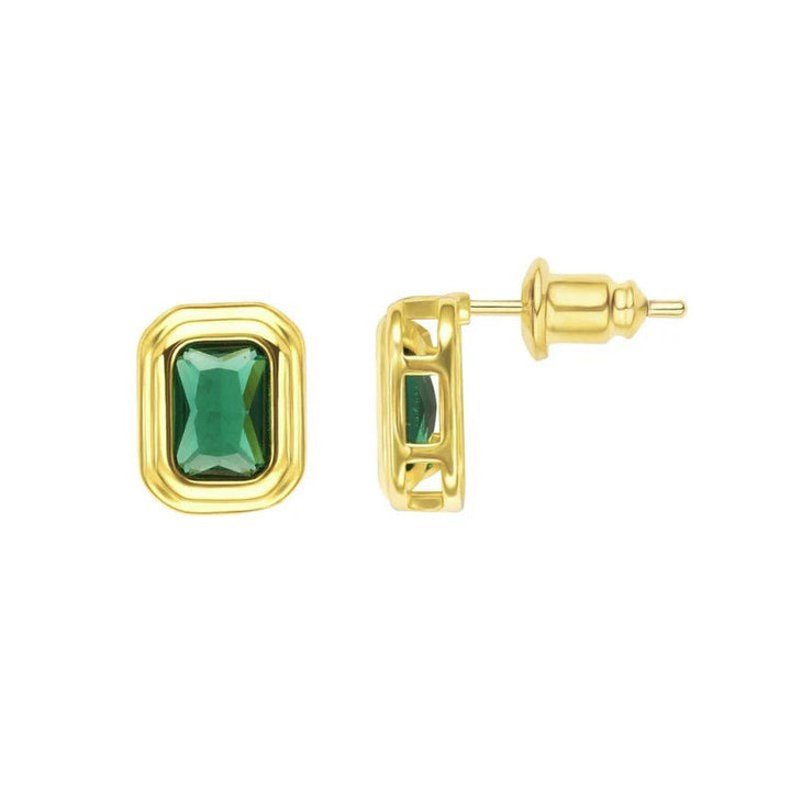 Clementine Emerald Bezel Stud Earring - Jaffi's