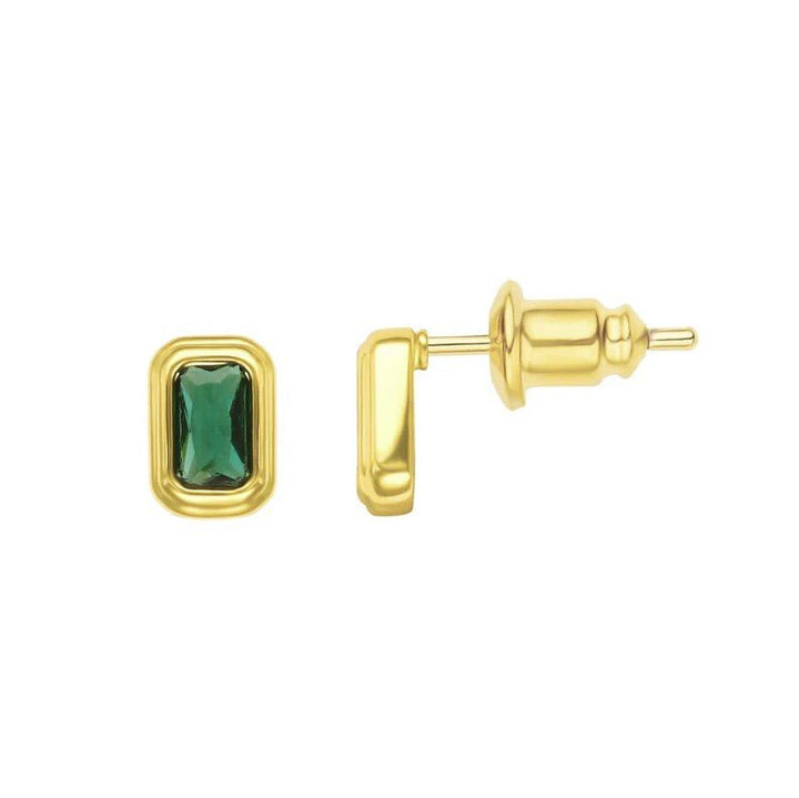 Clementine Emerald Bezel Stud Earring - Jaffi's