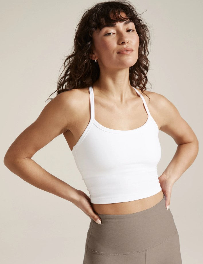 Spacedye Slim Racerback Crop Tank - Cloud White