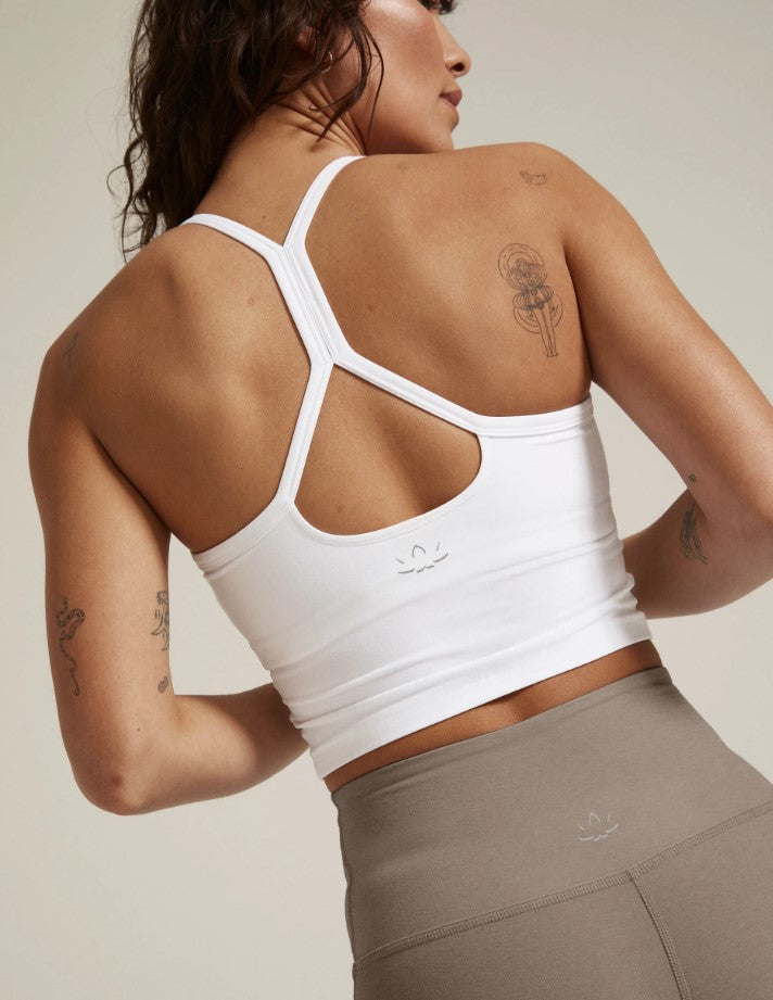 Spacedye Slim Racerback Crop Tank - Cloud White