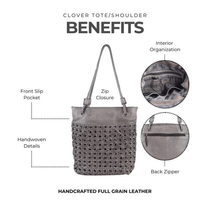 Clover Tote/Shoulder Bag - Grey