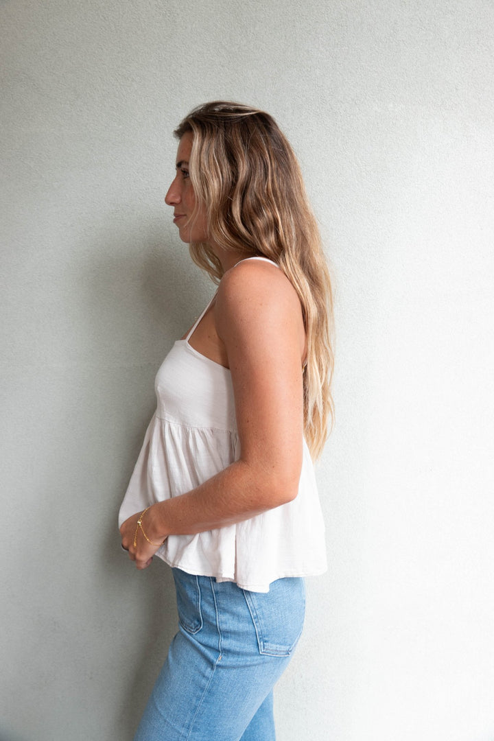 Corinna Babydoll Top - Beige - Jaffi's