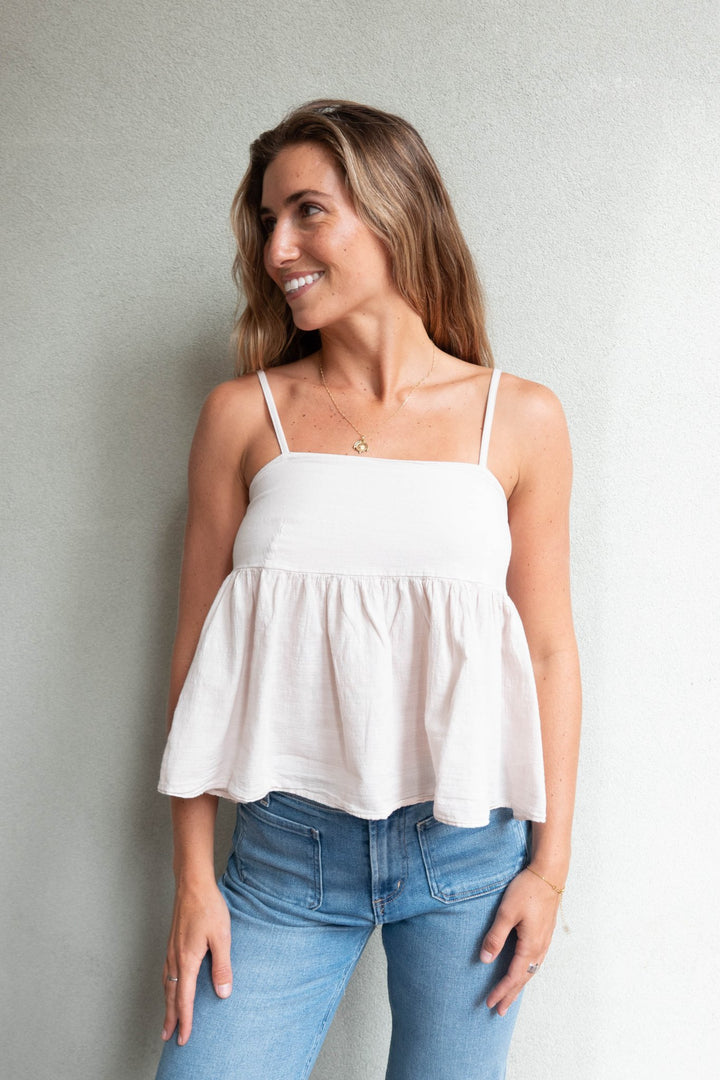 Corinna Babydoll Top - Beige - Jaffi's