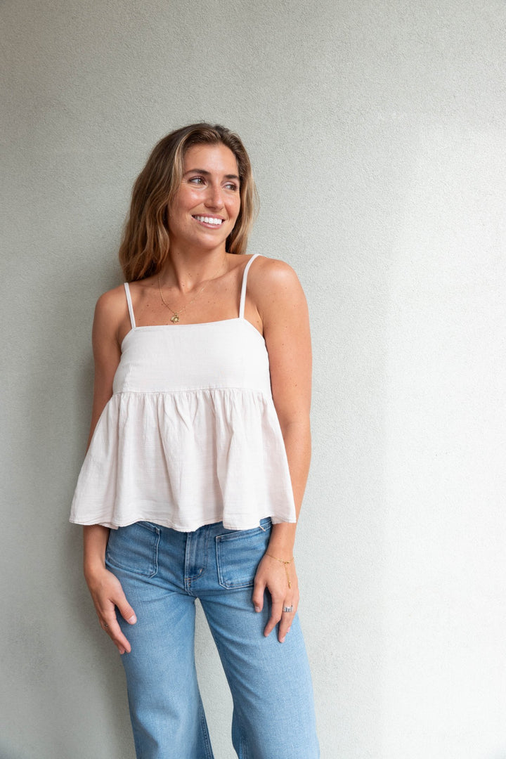 Corinna Babydoll Top - Beige - Jaffi's