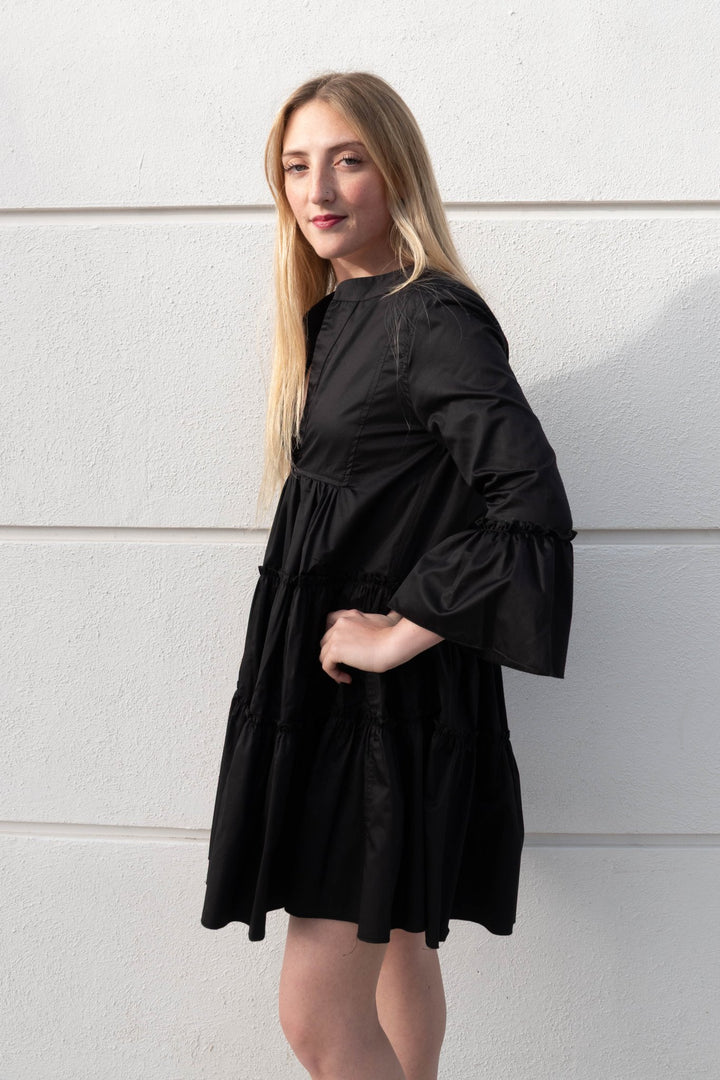 Cosmos Ruffle Dress - Black - Jaffi's