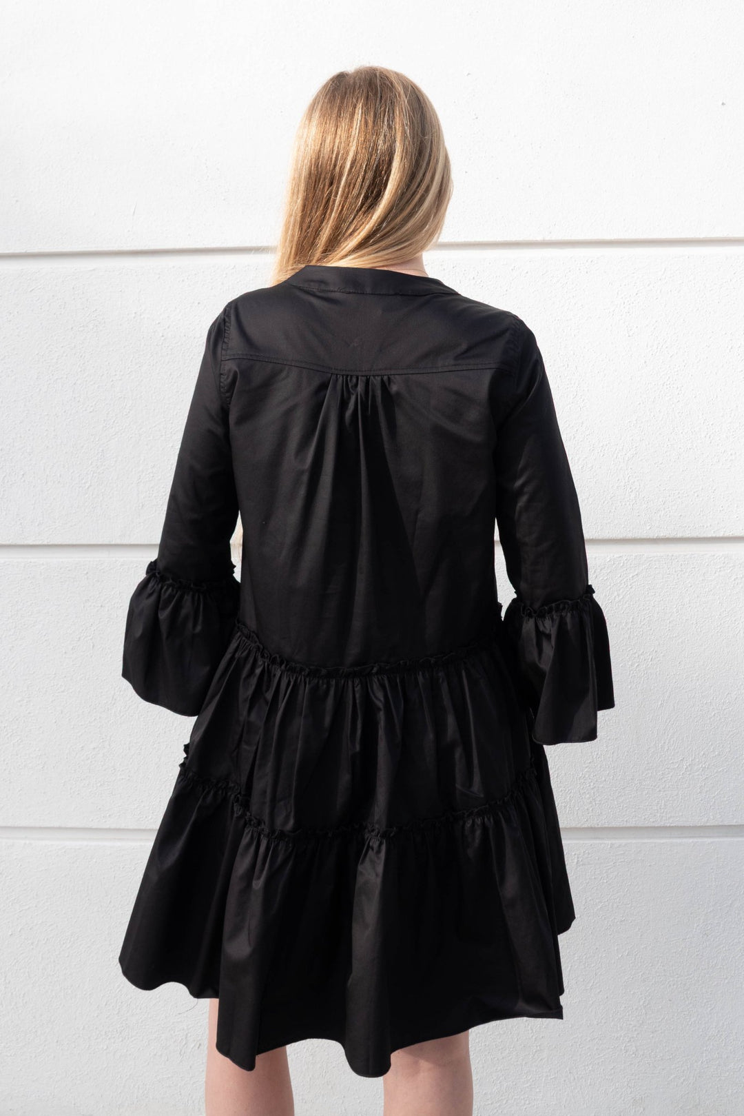Cosmos Ruffle Dress - Black - Jaffi's