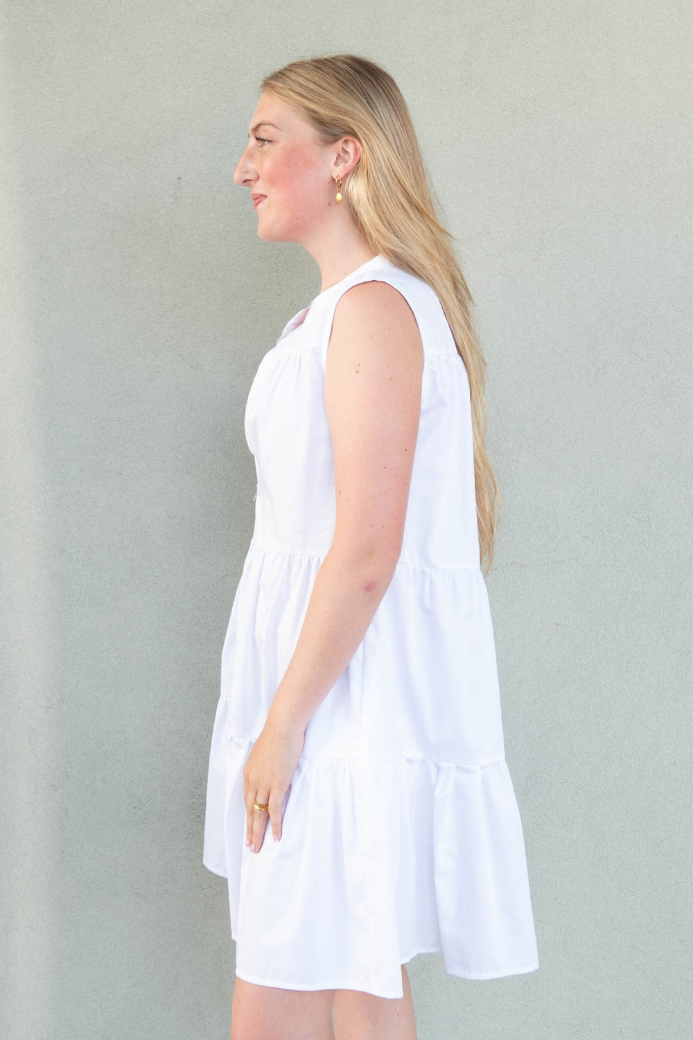 Cosmos Sleeveless Mini Dress - White - Jaffi's