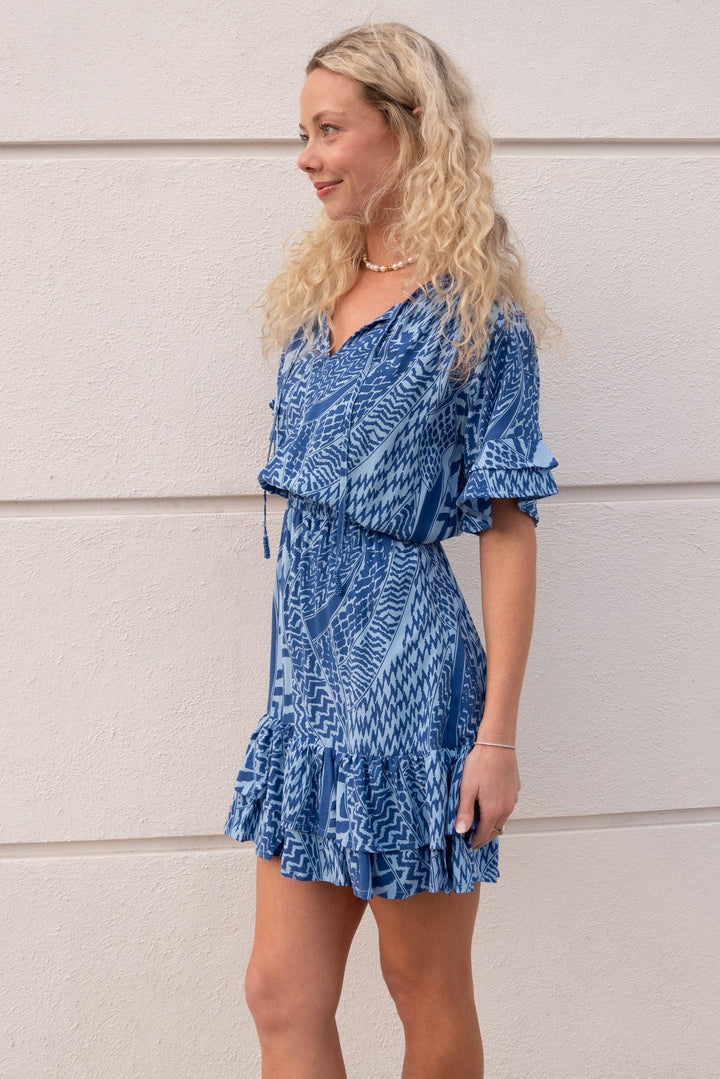 Courtney Dress - Blue Tribal - Jaffi's