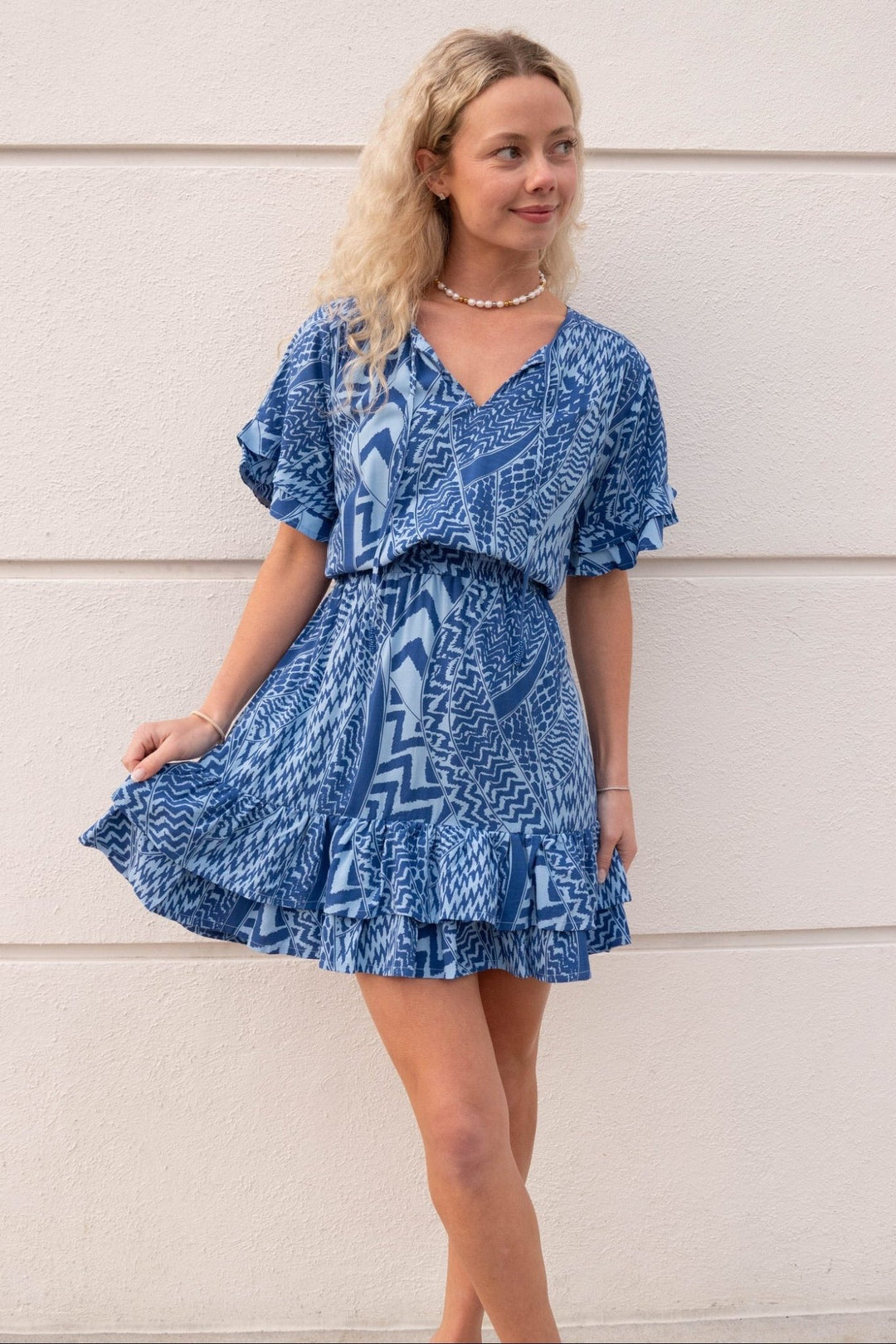 Courtney Dress - Blue Tribal - Jaffi's