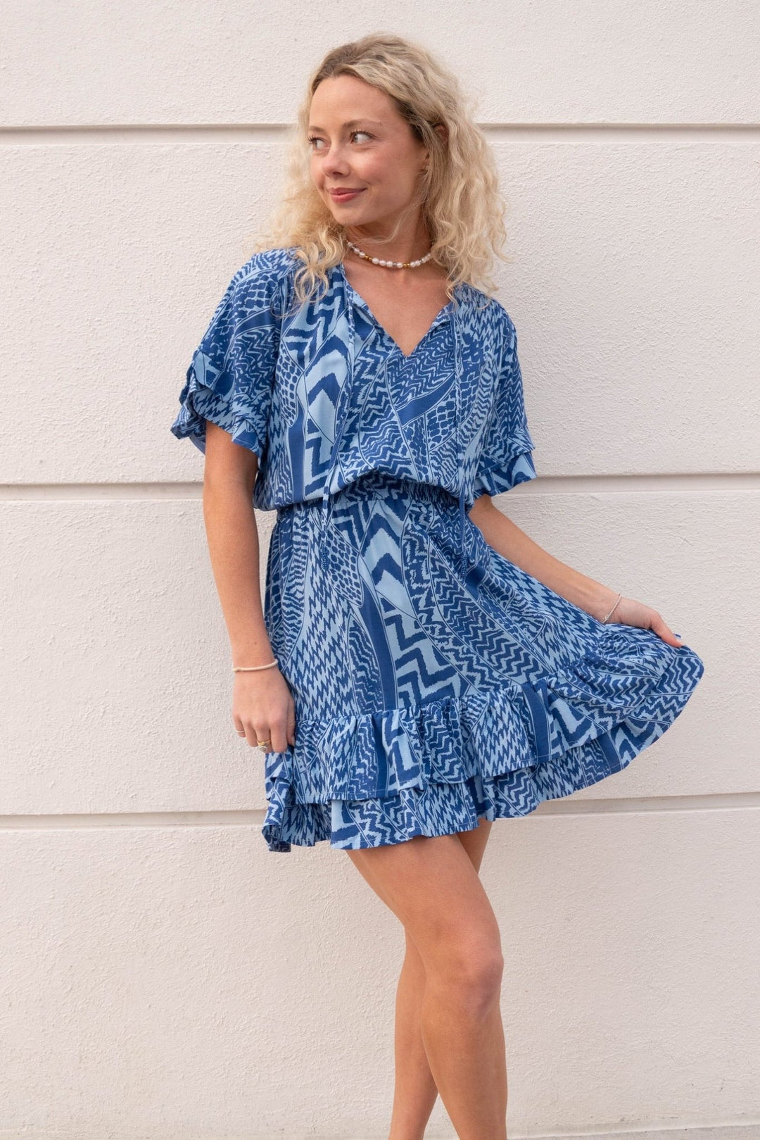 Courtney Dress - Blue Tribal - Jaffi's