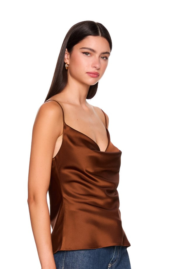 Satin Cowl Cami - Toast