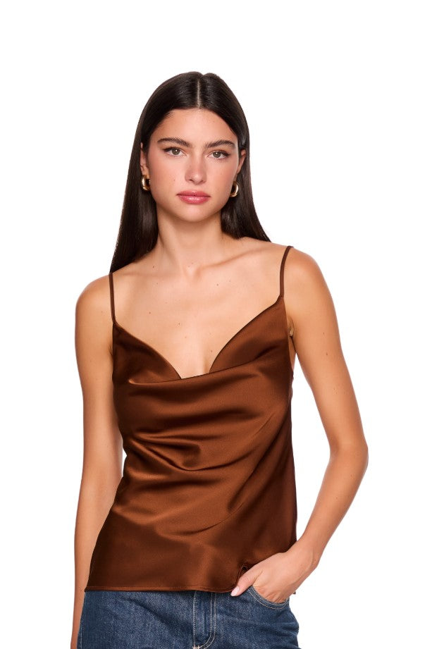 Satin Cowl Cami - Toast