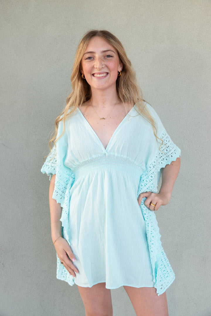 Crochet Side Coverup - Baby Turquoise - Jaffi's
