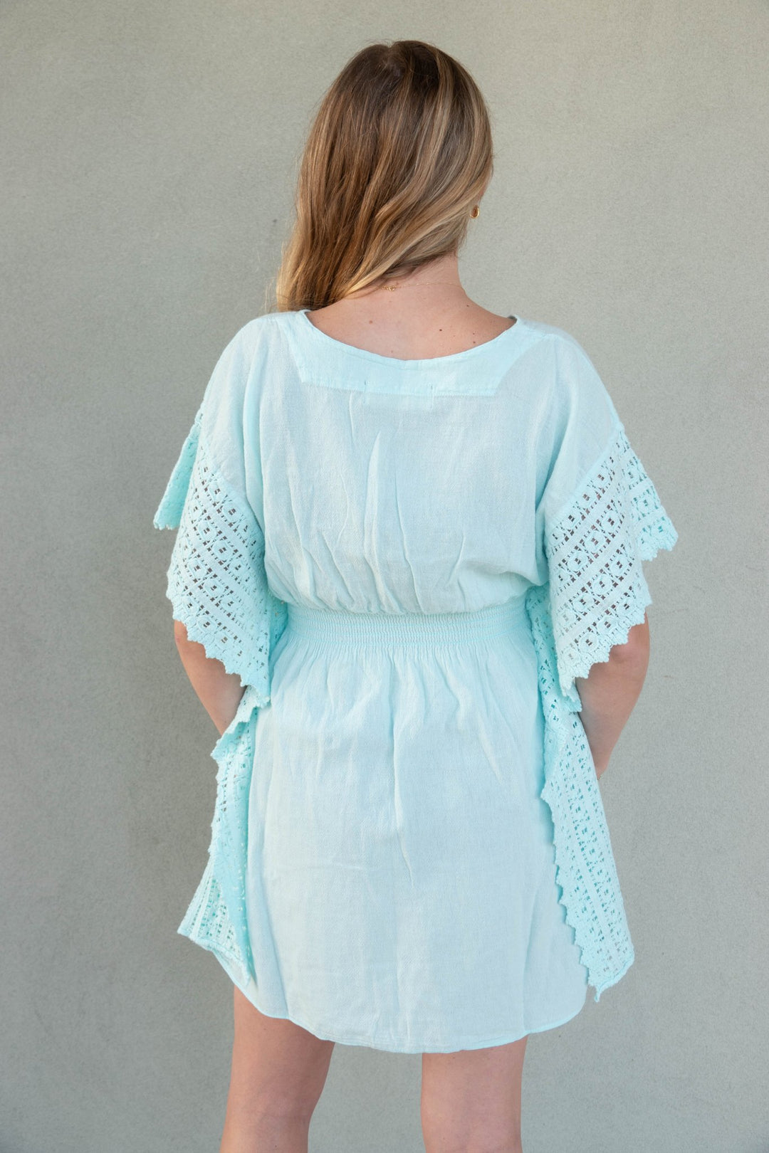 Crochet Side Coverup - Baby Turquoise - Jaffi's