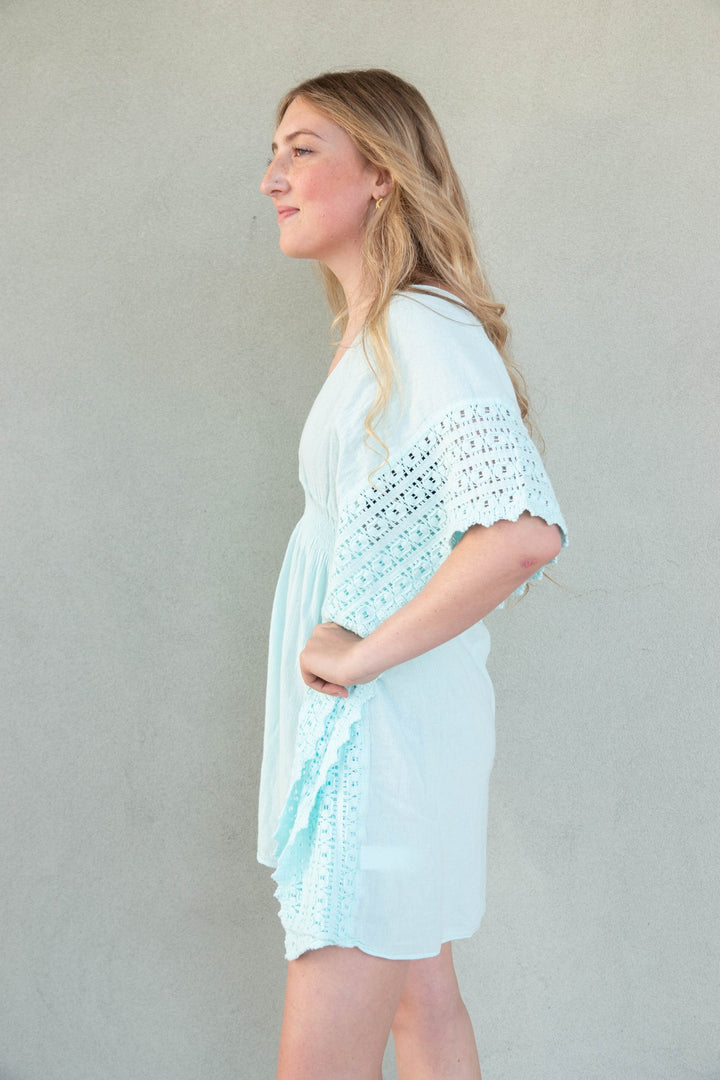 Crochet Side Coverup - Baby Turquoise - Jaffi's