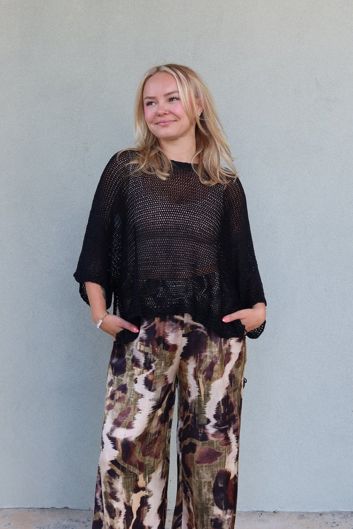 Crochet Top Hi-Lo Top - Black - Jaffi&