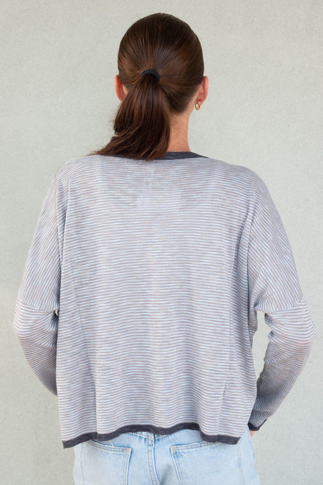 Cumberland Stripe Knit Sweater - Eggshell - Jaffi&