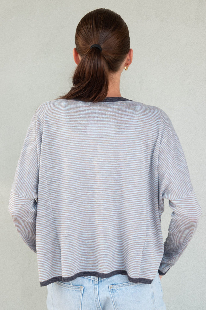 Cumberland Stripe Knit Sweater - Eggshell - Jaffi&