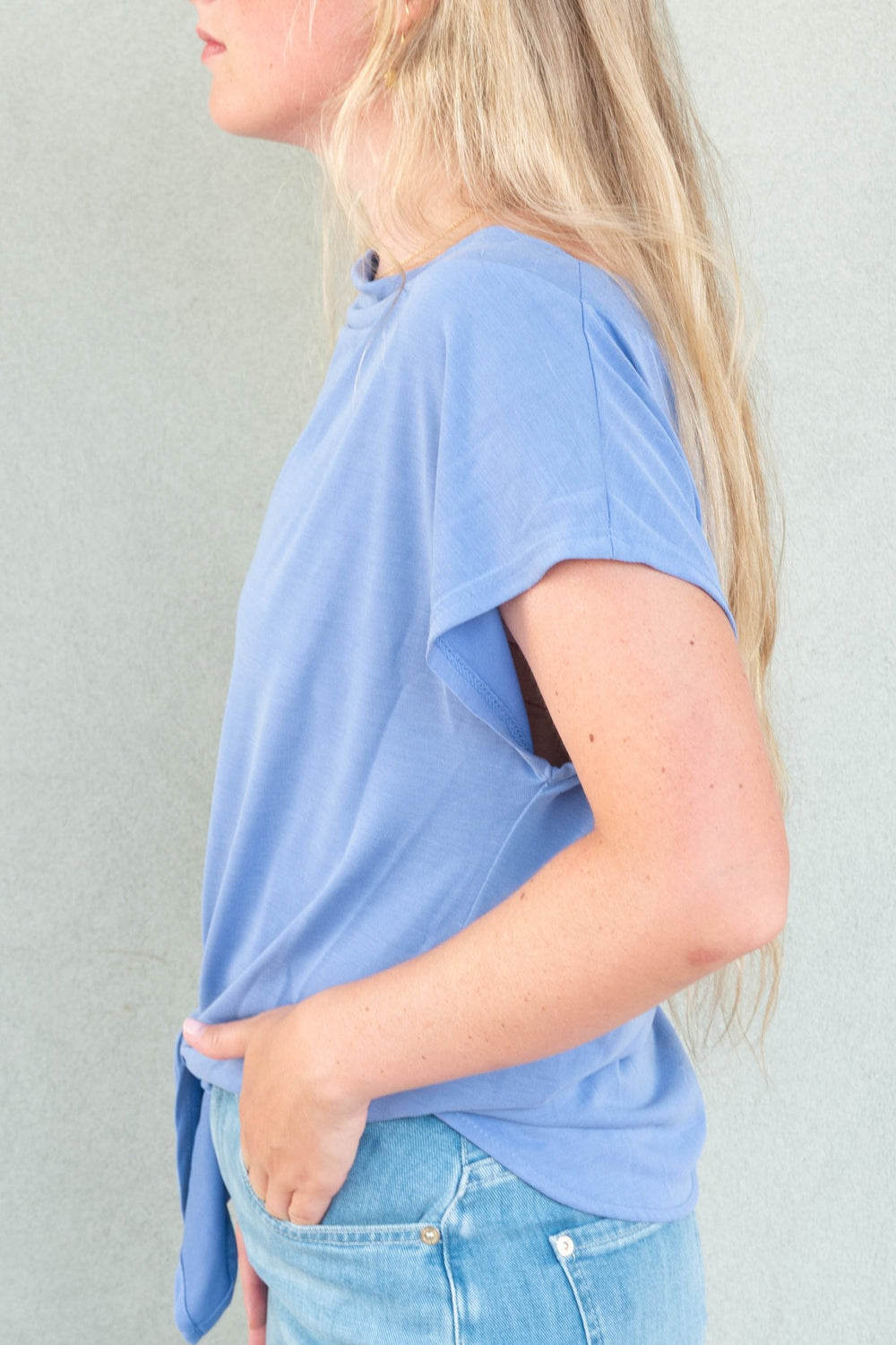 Cupro Tie Front Top - Peri - Jaffi's