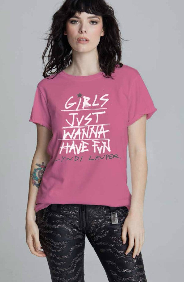 Cyndi Lauper Burn Out Tee - Pink Duo Tone