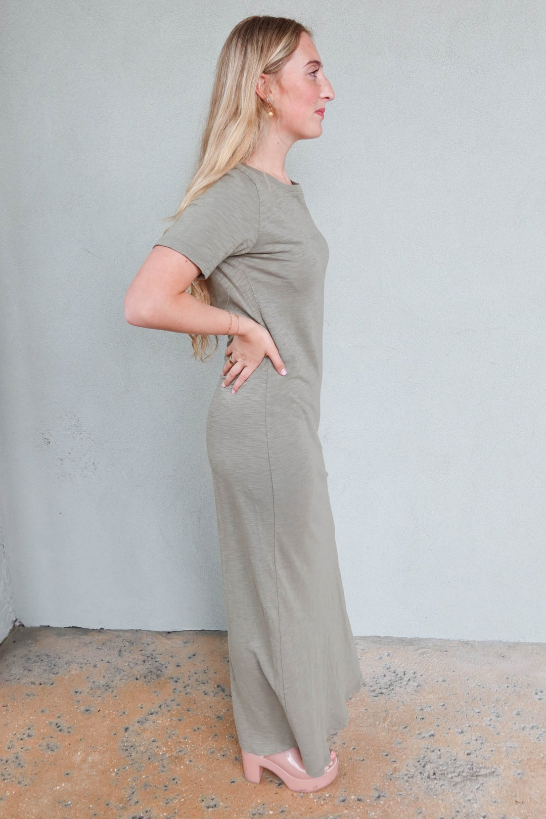 Damien Heavy Slub Maxi Dress - Willow - Jaffi's
