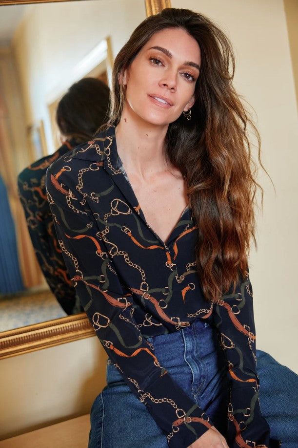 Daria French Cuff Silk Blouse - Wellington