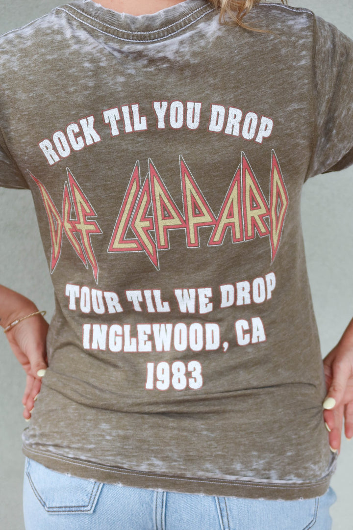 Def Leppard 1983 Burnout Tee - Olive - Jaffi's