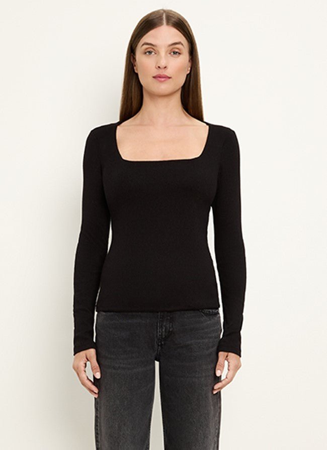 Delaney Square Neck Long Sleeve - Black - Jaffi&