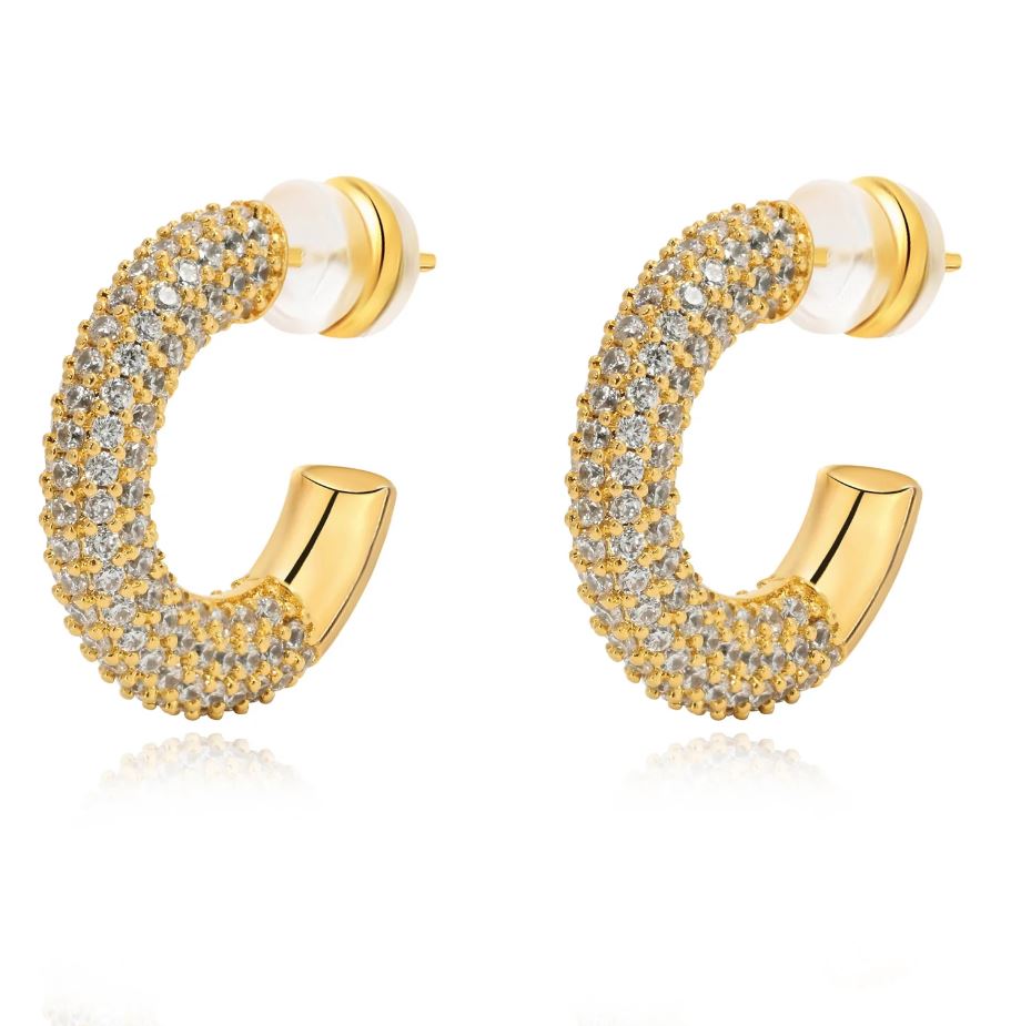 Demi Pave Hoop - Gold