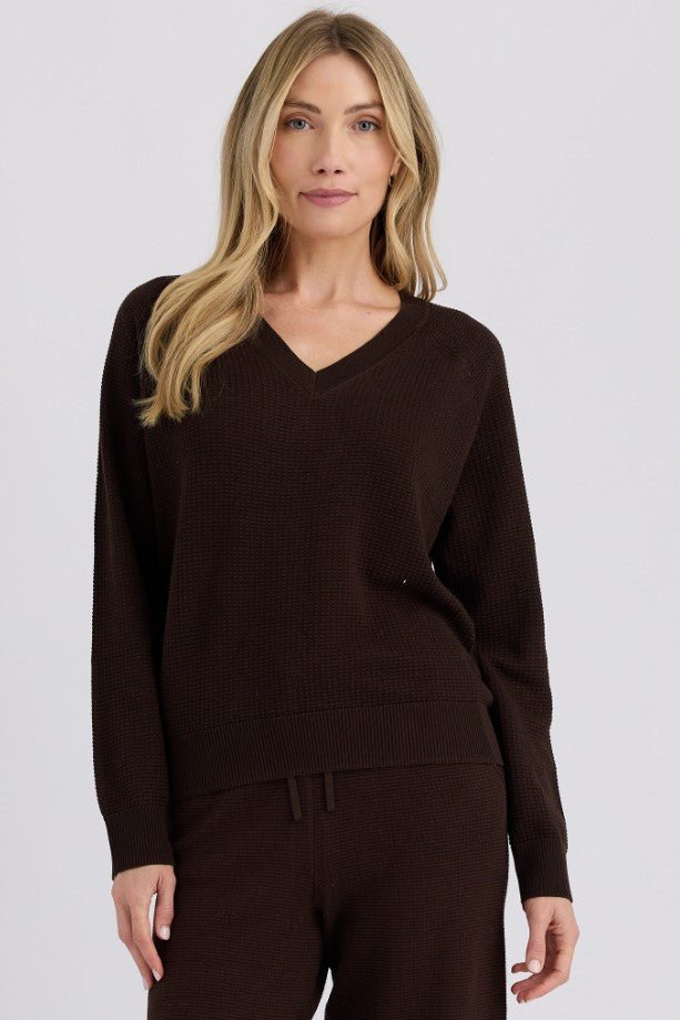 Devoe V Neck Sweater - Carob - Jaffi&