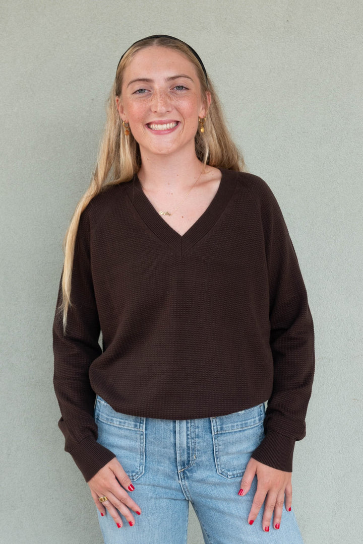 Devoe V Neck Sweater - Carob - Jaffi&