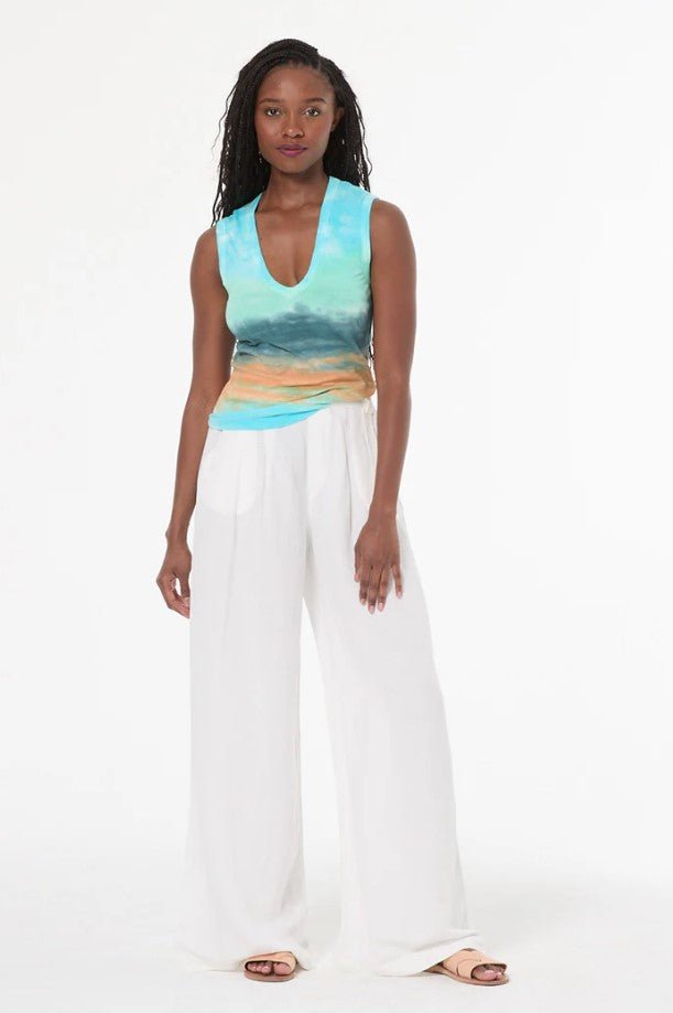 Diane Sleeveless Tee - Jelly Mint Watercolor - Jaffi's