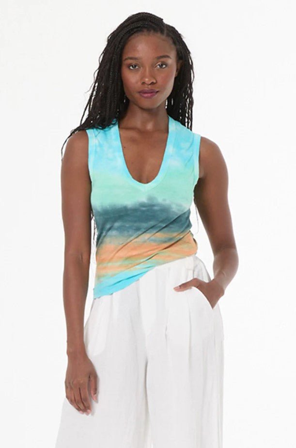 Diane Sleeveless Tee - Jelly Mint Watercolor - Jaffi's
