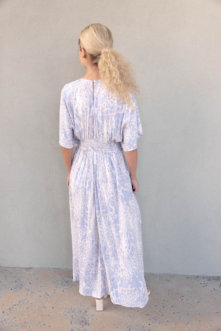 Dolman Midi Dress - Blue Leopard - Jaffi's